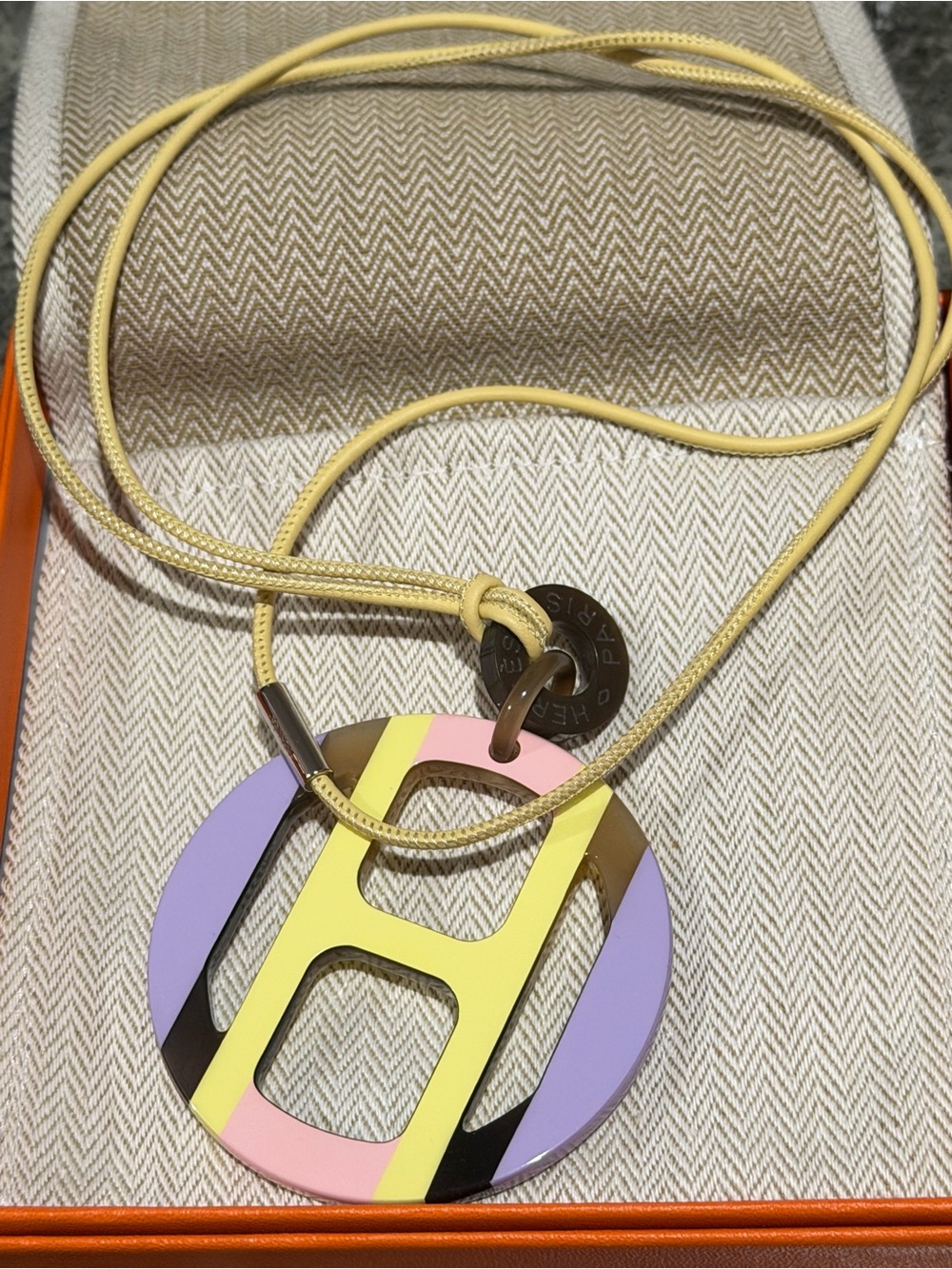 Hermes  'H' Equipe Necklace - Yellow Pink Lavender